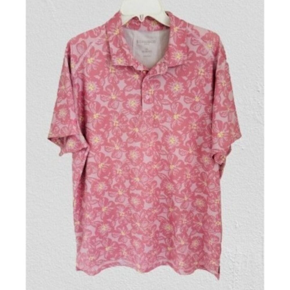 BONOBOS Tropical Shirt Polo Jersey Pink Floral Print All Over Size XLarge